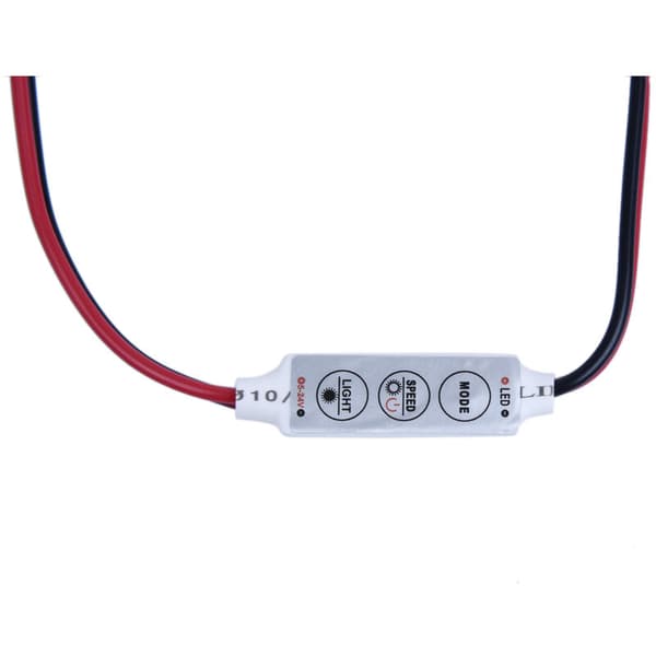 Mini-controller til 3528 5050 LED-strip, enkelt farve, 3 knapper, 12V DC