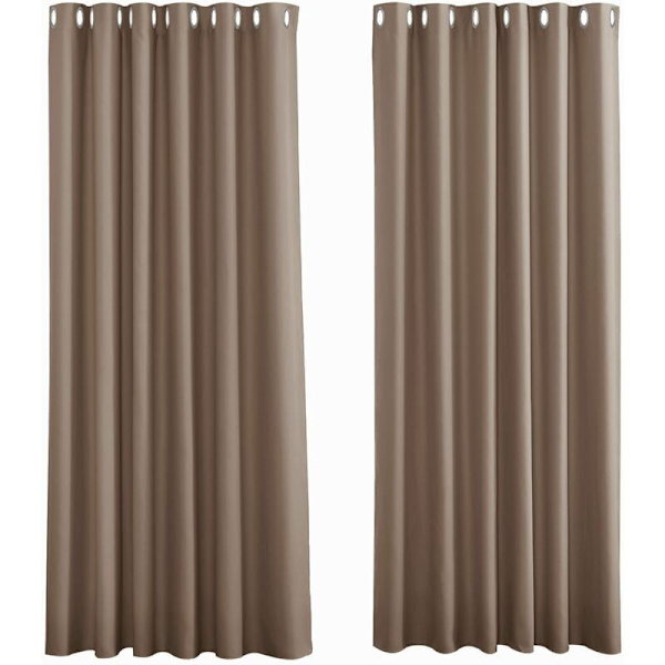 Termiska Mörkläggningsgardiner, Taupe Vardagsrumsgardin med Öglor Isolerande Draperier Anti-Kall Lång Block för Bättre Sömn, 2x L 107 x H 160 cm, Taupe