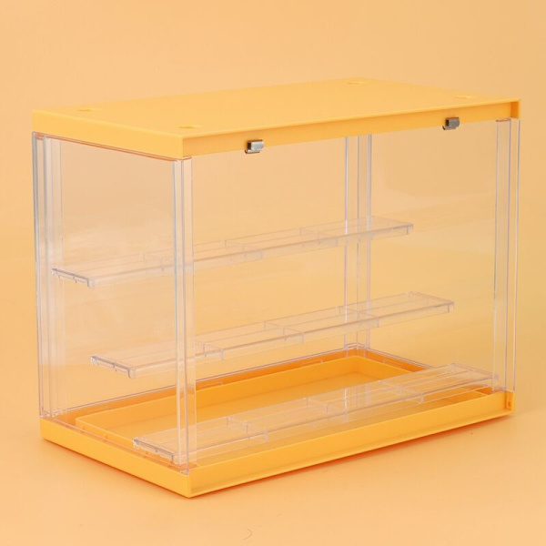 Genomskinlig akrylblindboxförvaringsdisplayfodral skaldocka leksaksfigurer 3 nivåer showcasehållare dammtät arrangör modell-A