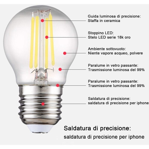 10 st E27 G45 LED-lampor 4W motsvarande 40W, E27 Retro LED-lampor, Varm Klar 3000K, Glas, 10 st