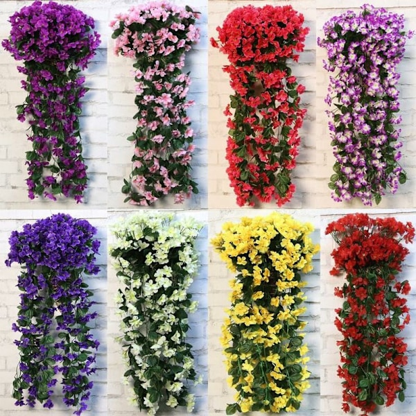 Konstgjorda 4-bladiga Hängande Blommor, Konstgjorda Wisteria Hängande Blommor för Bröllop Heminredning (Fuchsia)
