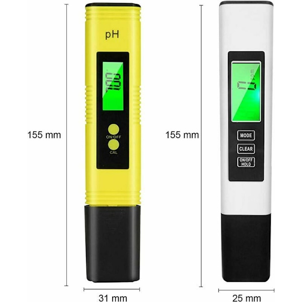PH-mätare, TDS & EC Temperaturmätare, 4-i-1 Vattenkvalitetstestare med LCD-display, Automatisk Kalibrering för Pool, Akvarium, Mat
