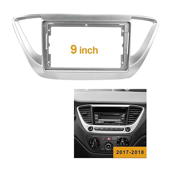 2Din 9 tommers bilstereo radio DVD panel fascia ramme trim for 2 Accent 2017-2018