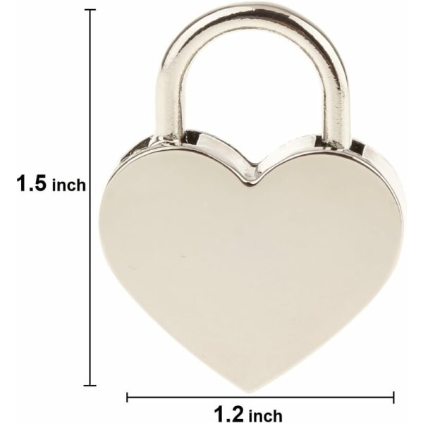 2pcs Small Heart Shaped Padlock Metal Mini Lock with Key for Jewelry Box Diary Storage Box, Silver