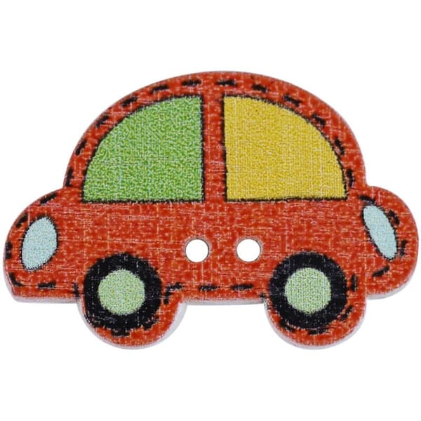 100 kpl puunappeja, sarjakuva-auto, sekoitettu väri, 2 reikää, ompelu, romu, DIY