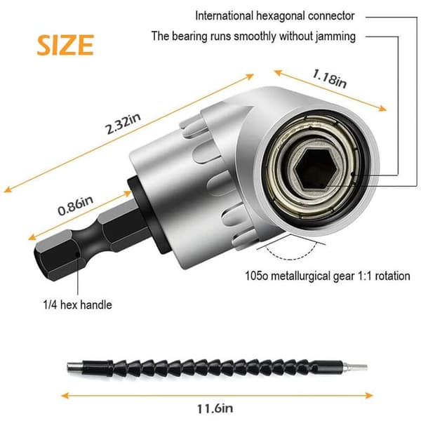 Fleksibel borbitforlengelse sekskant skaft bor mutter borsett, fleksibel borbit, universal socket adapter sett