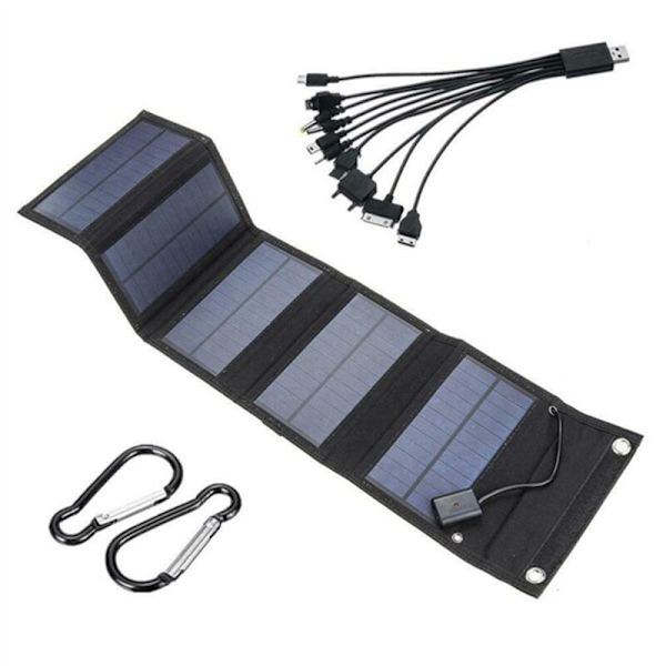 2x 12W Vikbar USB Solpanel Cell Bärbar Vikbar Vattentät Telefonladdare för Camping Vandring