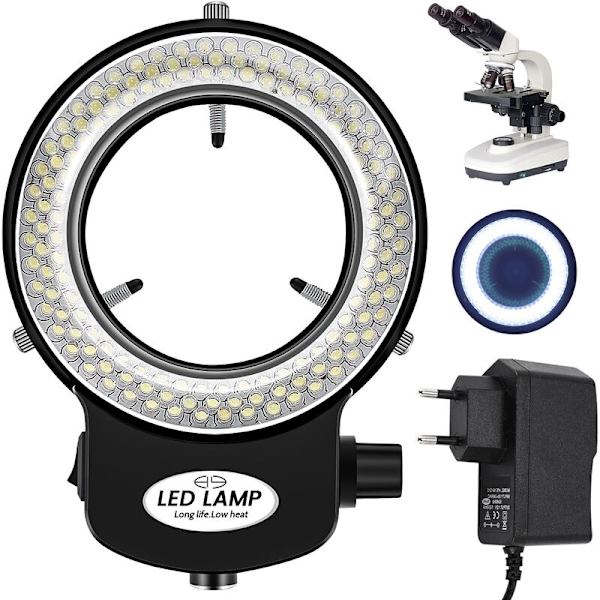 144 LED -miniskoopin rengasvalo LED 0 - 100% säädettävä miniskoopin rengasvalolaite