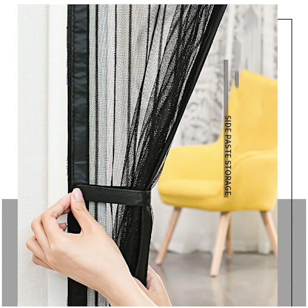 Magnetisk Skärmdörr Myggnät 90 X 210 Cm Magnetiskt Myggnät Automatisk Stängning Myggnät för Balkongdörr Vardagsrum Terrassdörr