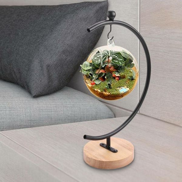 2 st Ornament Display Stativ Luftväxt Hållare Krukhållare Pothook Hållare för Hängande Glas Terrarium Häxkula