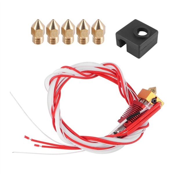 3D-skrivar Hot End-kit MK8 Monterad med Extruder för 3 / Pro Aluminium Uppvärmningsblock, 1.75mm, 0.4mm Munstycke