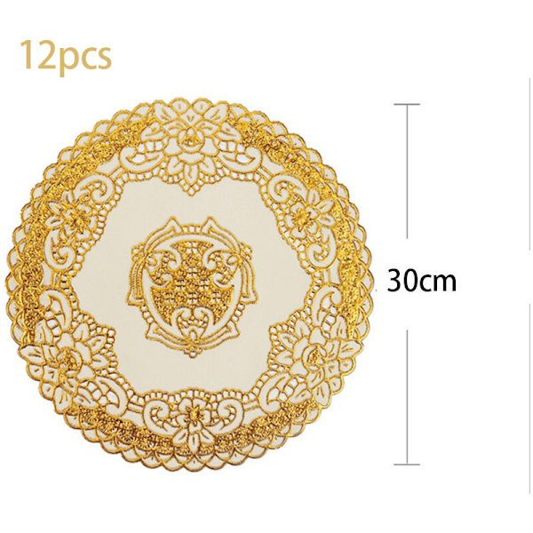 12 kappaleen sarja eurooppalaisia paikka-alustoja, lämmönkestävät paikka-alustat PVC-pöytäliinat, liukumattomat tahrankestävät kudotut lautasmatot - Lotus Circle