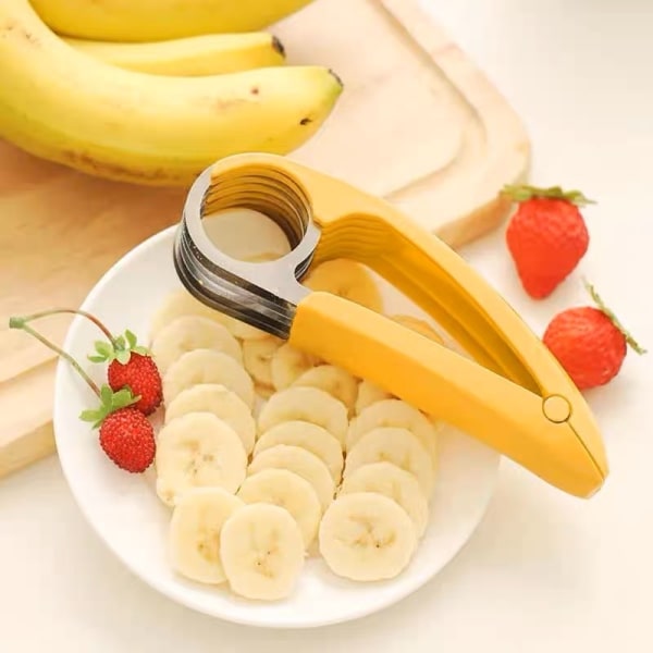 Saxdesignskärare - skivor, bananer, jordgubbar, gurkor, korvar, frukt, grönsaker, ABS, metallring, lätt att använda och rengöra