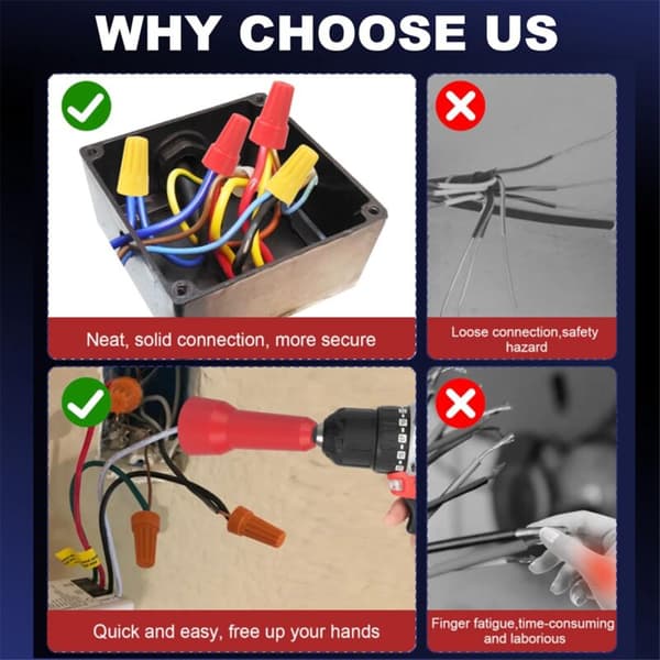 2 stk. Wire Nut-drivere, Wire Twisting Tool, Rotation Twisting Wire Connector, Socket Wire Twisting Threader, Wire Nuts Tool