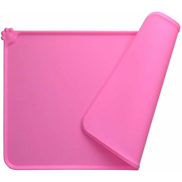 Pink Hundeskål Måtte, SiliCone Kattefoder Måtte FDA Standarder, Vandtæt og Skridsikker, 47 x 30 cm -