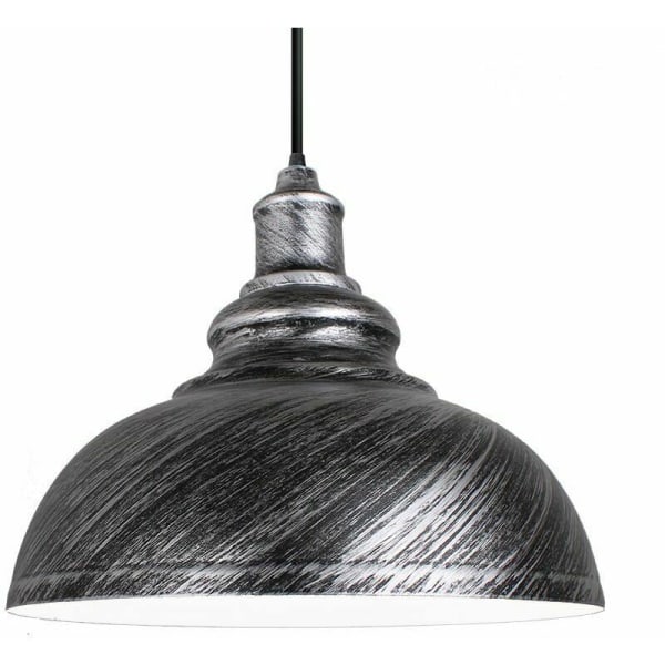 Retro-riippuvalaisin Industrial Vintages hopea, kattokruunu lampunvarjostin 29cm vintage tyylinen Retrometallinen säädettävä kaapeli olohuoneeseen keittiö ruokailuun R