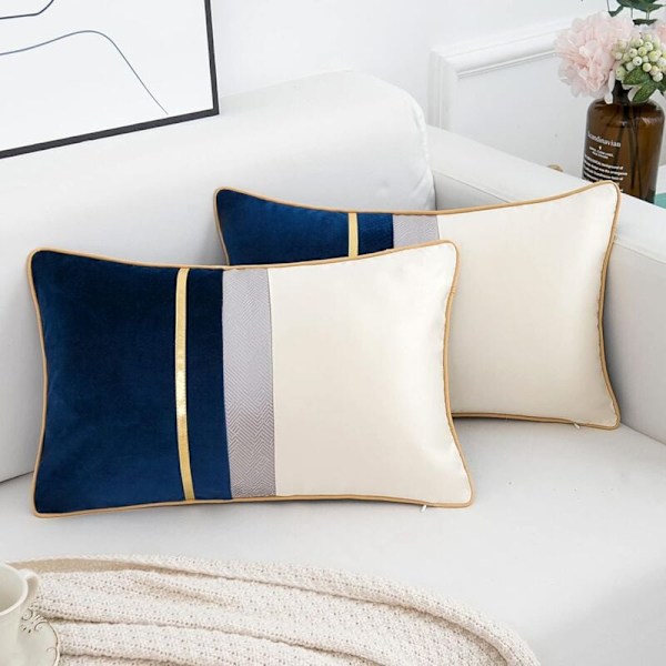 Moderne Rektangulære Putetrekk Dekorative Solide Lange Putesett for Sofa Benk Soverom Bilstol Blå 30x50cm