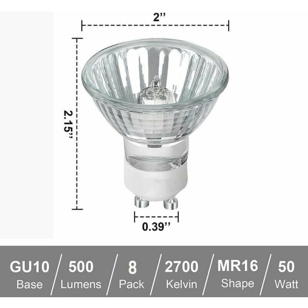 GU10 halogeenilamppu, kvartsivalonheitin, 220v, 50w, himmennettävä sulatetun vahavalonlähde