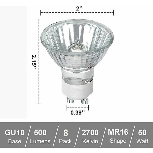 GU10 halogenpære, kvarts halogenpære, 220v, 50w, dimbar smeltet voks lyskilde