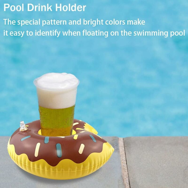 Oppustelig Kopholder Swimming Pool Flydende Kopholder Velegnet til Sommer Swimming Pool Fødselsdagsfest (4stk)