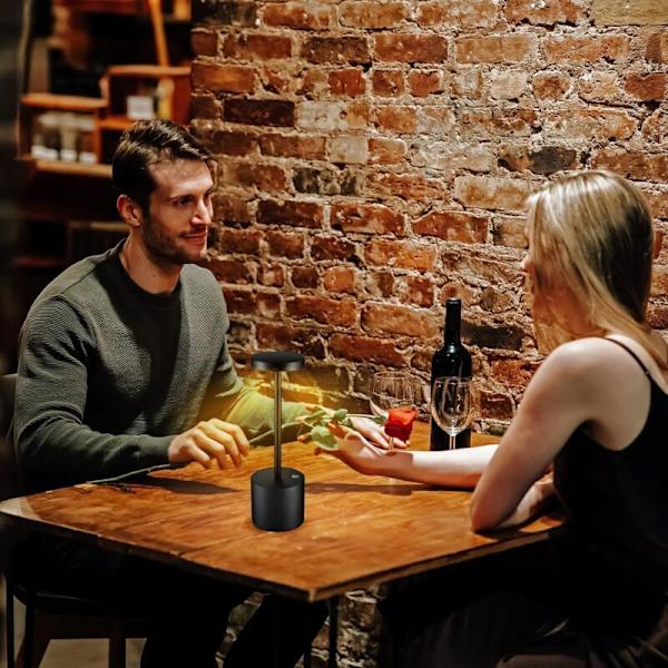 Bärbar sladdlös bordslampa, batteridriven, 2 nivåer av varm ljusstyrka, dimbar, för sovrum, vardagsrum, buffé, restaurang, inomhus och utomhus