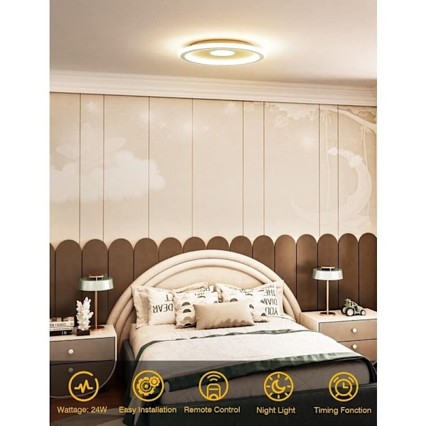 LED Loftlampe 24W Rund Loftlampe 3000K-6000K Dæmpbar Moderne Tynd Loftlampe Indendørs Armatur Anvendelig til Køkken Værelse Stue Balkon
