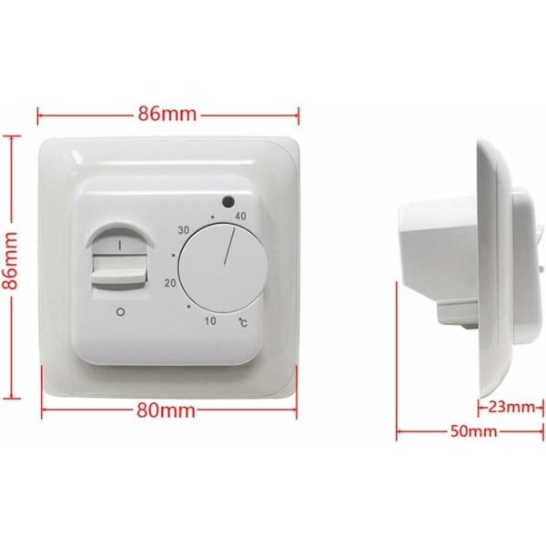 Manuell romtermostat Elektrisk gulvvarme med AC 220V 16A Probe, Mekanisk gulvvarme termostatregulator [Energiklasse A+++]