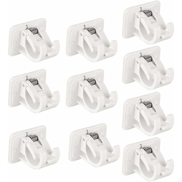 10 Pakk Selvklebende Gardinstangbraketter uten Boring, Gardinstangbraketter, Gardinstangkroker, Håndkleholder for Hjem, Bad og Hotell Hvit