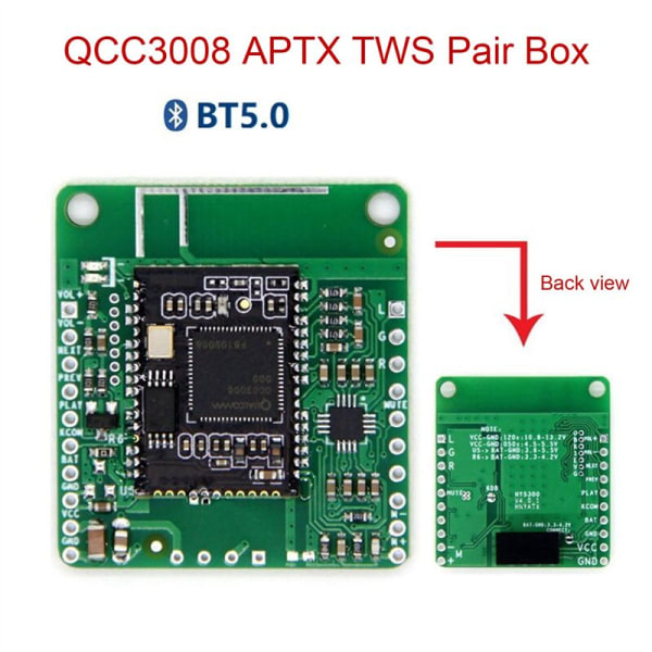 QCC3008 APTXLL mottakerkort HiFi Bluetooth 5.0 modul TWS lyd bil Bluetooth mottakerkort (med DC-isolering, 5V)