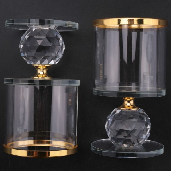 Krystall Pillar Lysestake Glass Lysestake Tealight Lysestaker Pillar Lysestake for Borddekor S