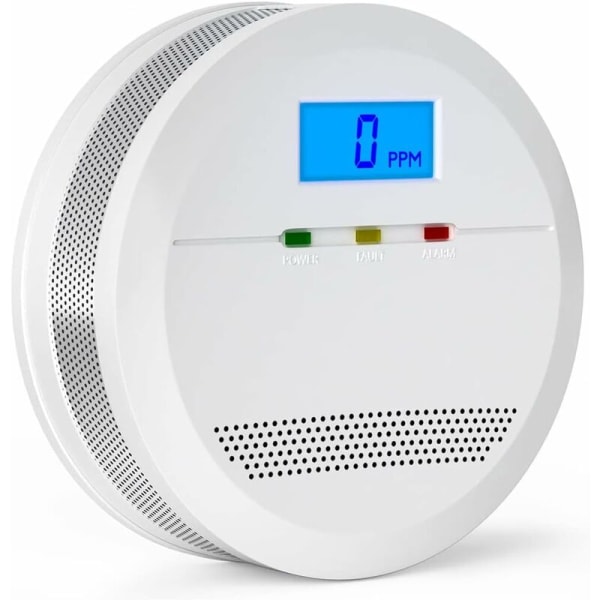 Karbonmonoksiddetektor sertifisert i henhold til EN 50291, karbonmonoksid CO-alarmdetektor med digitalt display, utskiftbart batteri CO-alarm for hjemmegarag