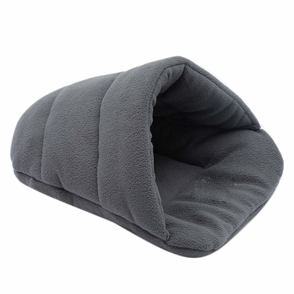 Fortykket uld varm hund og kat telt hul seng tøffel form kæledyr sovepose åndbar bomuldsblanding aftagelig let at rengøre grå M