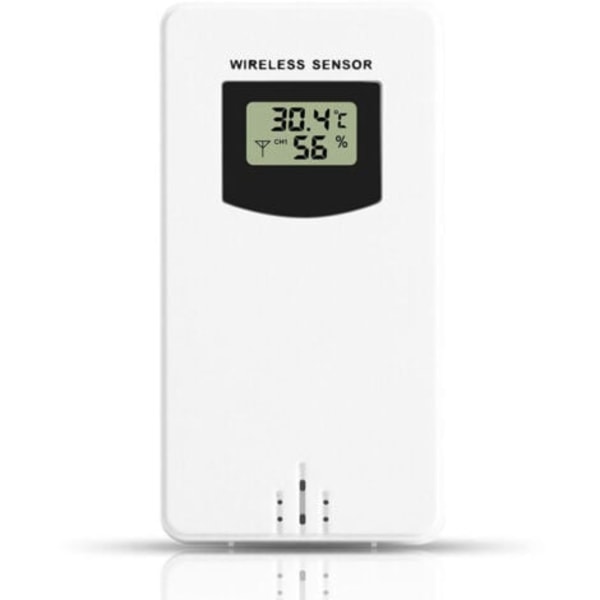 Väderstationstillbehör, trådlös sensorsond Temperaturmonitor utomhussensor, neutral vit--
