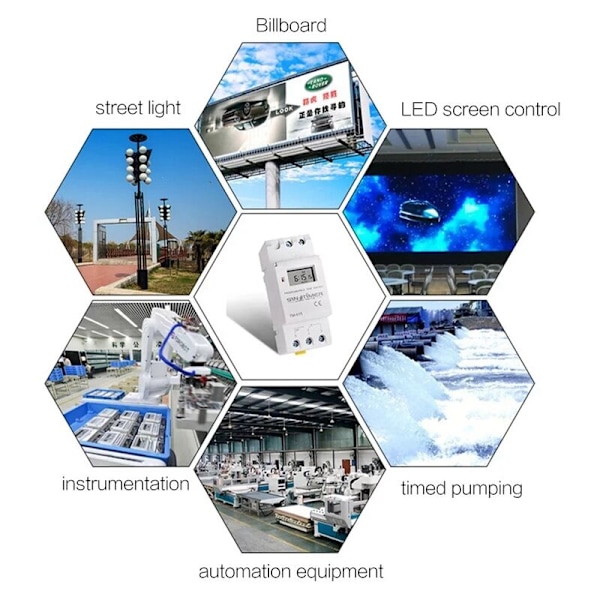 TM616W-2 30A 220V Elektronisk Ukentlig Programmerbar Digital Tidbryter Relé Timerkontroll DIN-Skinnemontert