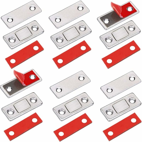 Magnetiska Dörrlås 6 St Mycket Tunna Magneter för Skåpsdörrar Att Fästa på Magnetlås Limmade Möbelstängningar Stark Magnet för Skjutdörrar Låda