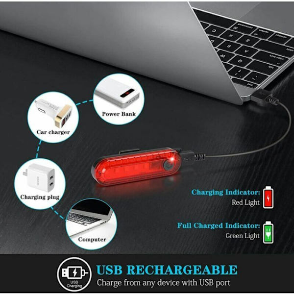 USB-ladattava pyörävalo, etuvalo pyörälampun, 4 valaistustilaa, tehokas vedenkestävä iskunkestävä LED-etuvalo pyörään