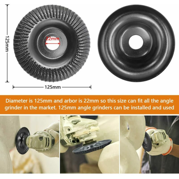 125 mm, Betterlife volframikarbidipuinen hiomakiekko, moottorisahakiekko, puun hiomakiekko materiaalien karkeaan hiontaan, 125 kulmahiomakoneelle