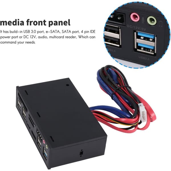 5,25\" e-SATA dobbel USB 3.0 Seks USB 2.0 multifunksjons kortleserpanel