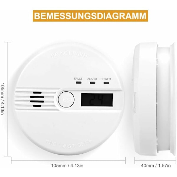 Koldioxidlarm LCD-display CO-detektor 85Db Alarm Koldioxidsensor Koldioxiddetektor med testknapp Batteridriven