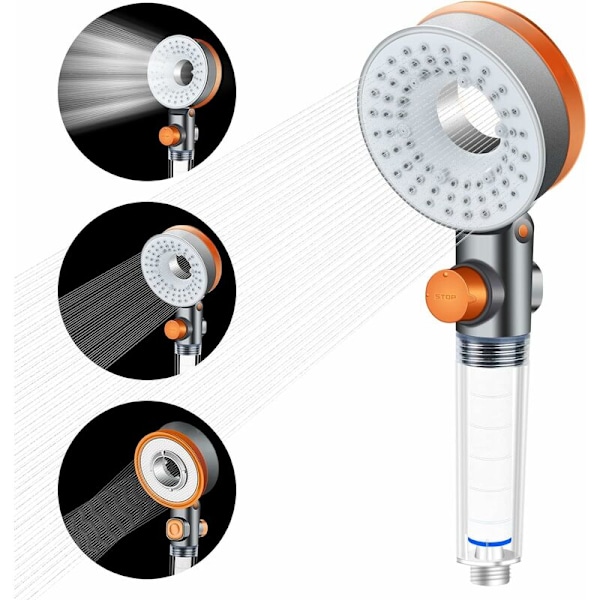 Suihkupää, Veden Säästävä Kalkinpoistava Korkeapaineinen Suihkupää Säädettävällä Vedenpaineella 3 Tilaa Spa Käsisuihku Kylpyhuoneen Suihku 3 Eco