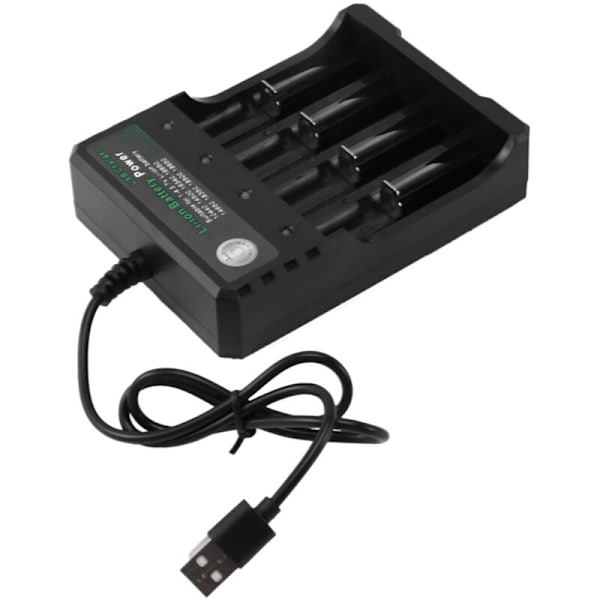 4-slots Genopladelig Batterilader Li-Ion USB Smart til 18350 18500 18650 Aaa