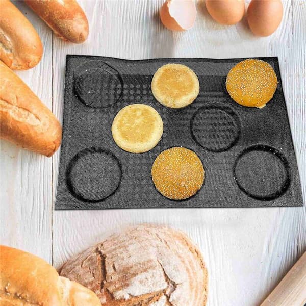 8 Hullers Hamburgerbrødforme til Bagning Mesh Silikone Brødforme til Bagning Non-Stick Perforerede Bageforme