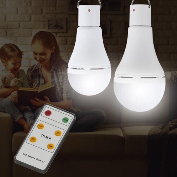 USB Laddningsbar Glödlampa med Fjärrkontroll, 7W LED Batteri Glödlampor, E27 Touch Dimbar Glödlampa med Timerfunktion, Utomhus Camping Nödsituation