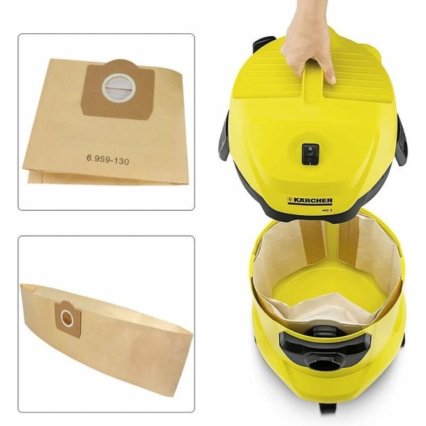 Pölynimuripussit Karcher WD3, WD3P, MV3 - 5 sarjaa vaihtopaperisuodatinpusseja märkä- ja kuivaimureihin - Varaosat ja tarvikkeet