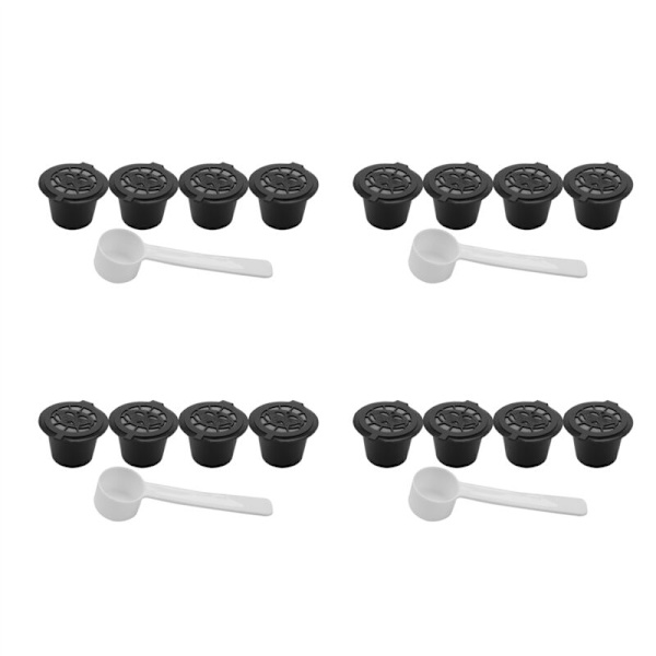 16 st återanvändbara och påfyllningsbara kaffekapslar för Spoon-maskiner