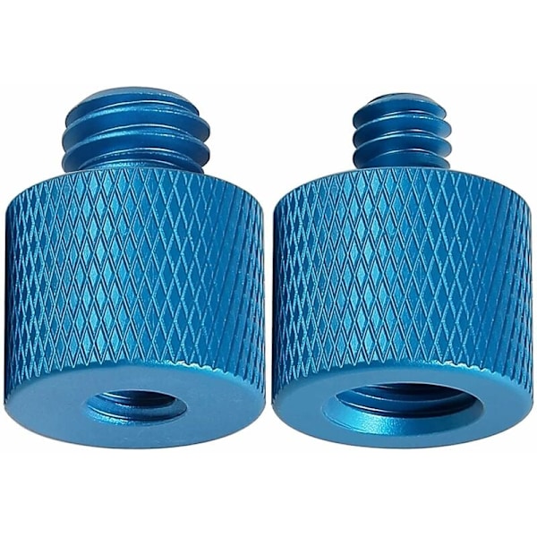 Skrue Adapter 1/4\" Hun til 3/8\" Han, 3/8\" Hun til 1/4\" Han Skrue til Mikrofonstativ, Tripod Skruegevind Adapter (Blå)