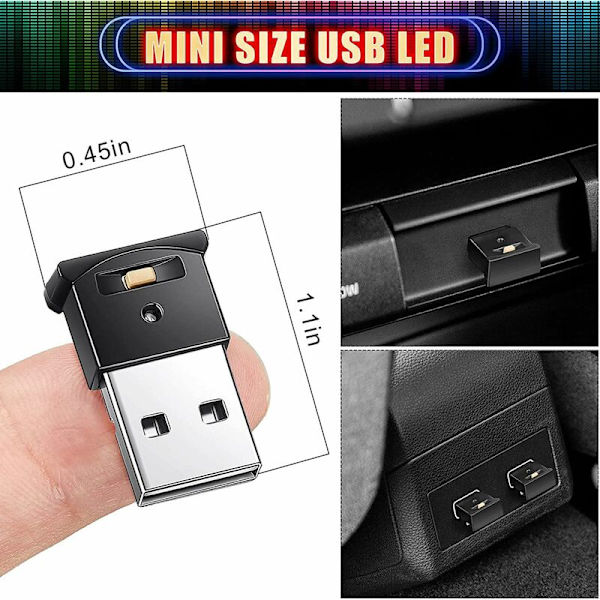 USB LED-lys, RGB LED-bilindretningsbelysning Atmosfærelys, bærbar computerlys Hjemmekontor Dekoration Natlampe
