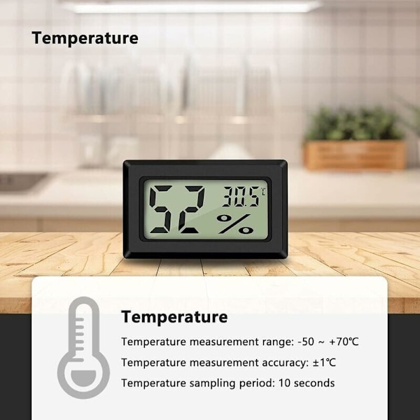 Mini Digital LCD Termometer Hygrometer Temperatur Luftfuktighet -5070℃ 10%99%RH Termometer Bärbar Thermo Hygrometer Indikator för Kontor Kök Hum