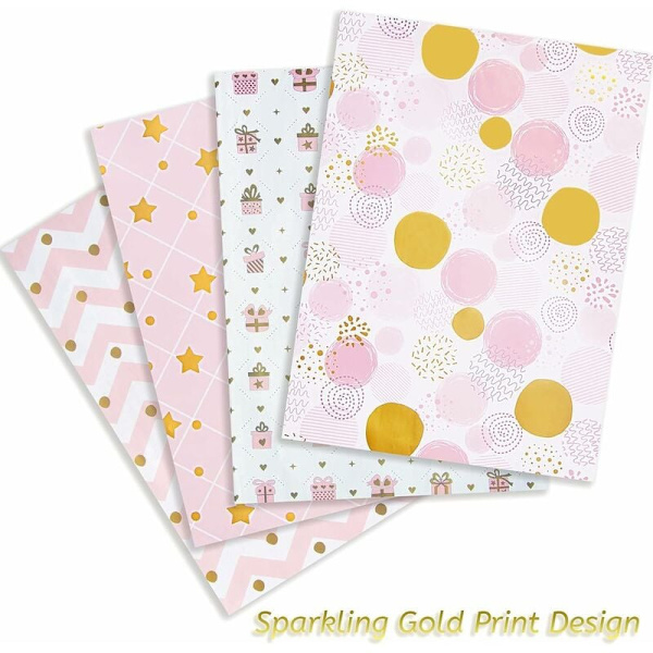 Rosa Presentpapper, Presentpapper för Födelsedagar, Presentpapper för Barn och Flickor, Inslagningspapper för Födelsedagar, Helgdagar, Bröllop