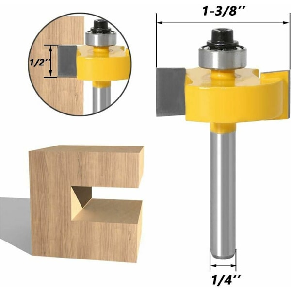 1/4\" Skaftfrässet för spårfräsning i trä med 6 lager, utbytbara lager 1/8\", 1/4\", 5/16\", 3/8\", 7/16\" , 1/2\"